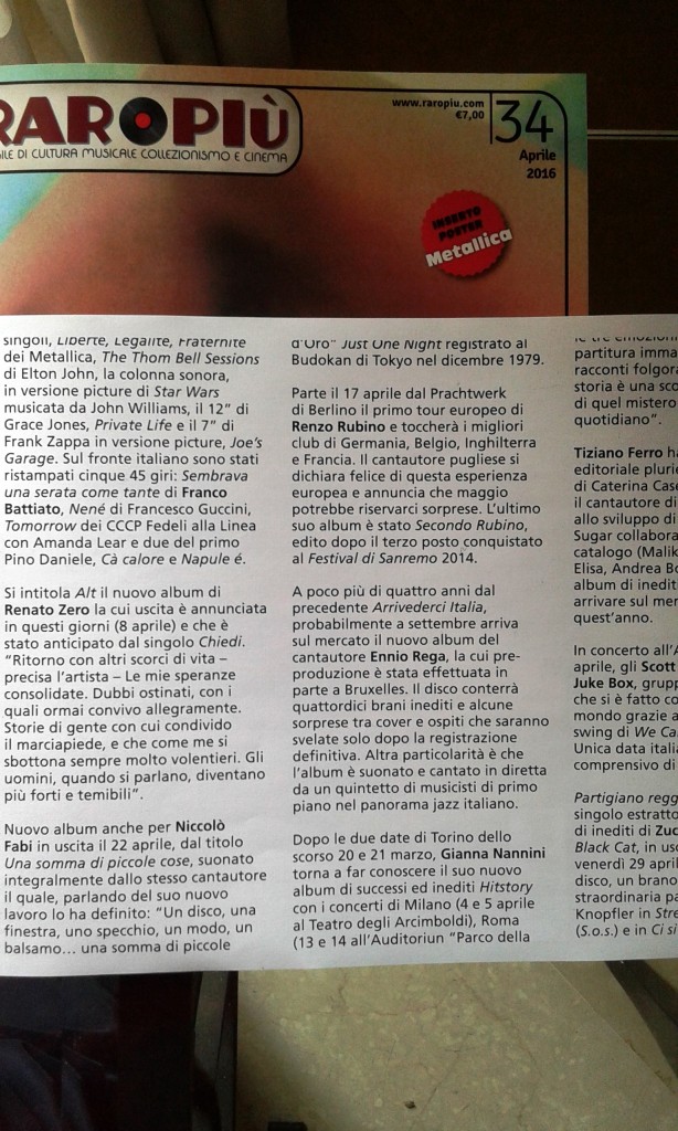 articolo raropiù ennio rega 2016