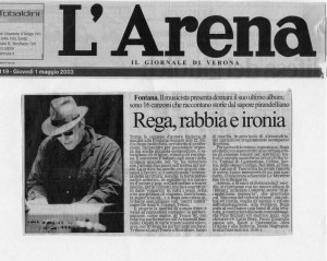 L'Arena. Ennio Rega tra rabbia e ironia